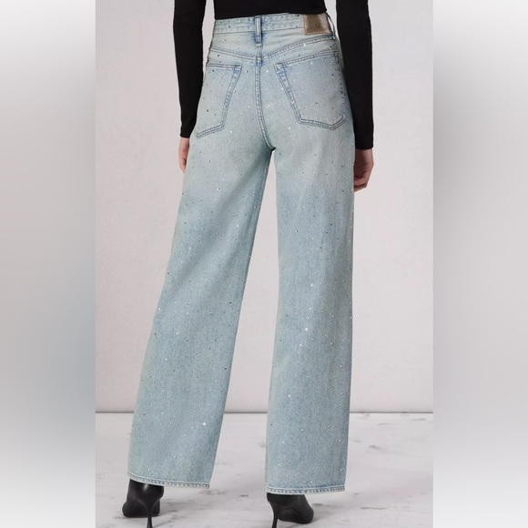 Rag & Bone Logan Bejeweled Wide-Leg Jean in Misty with Jewel Size 28 - Picture 4 of 11